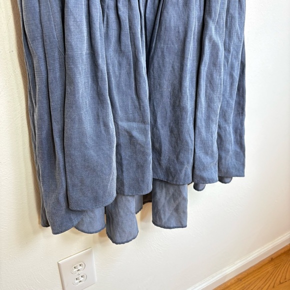 ULLA JOHNSON Olivia Off-the-Shoulder Tiered Ruffle Chambray Denim Linen Dress 2 - Picture 13 of 17